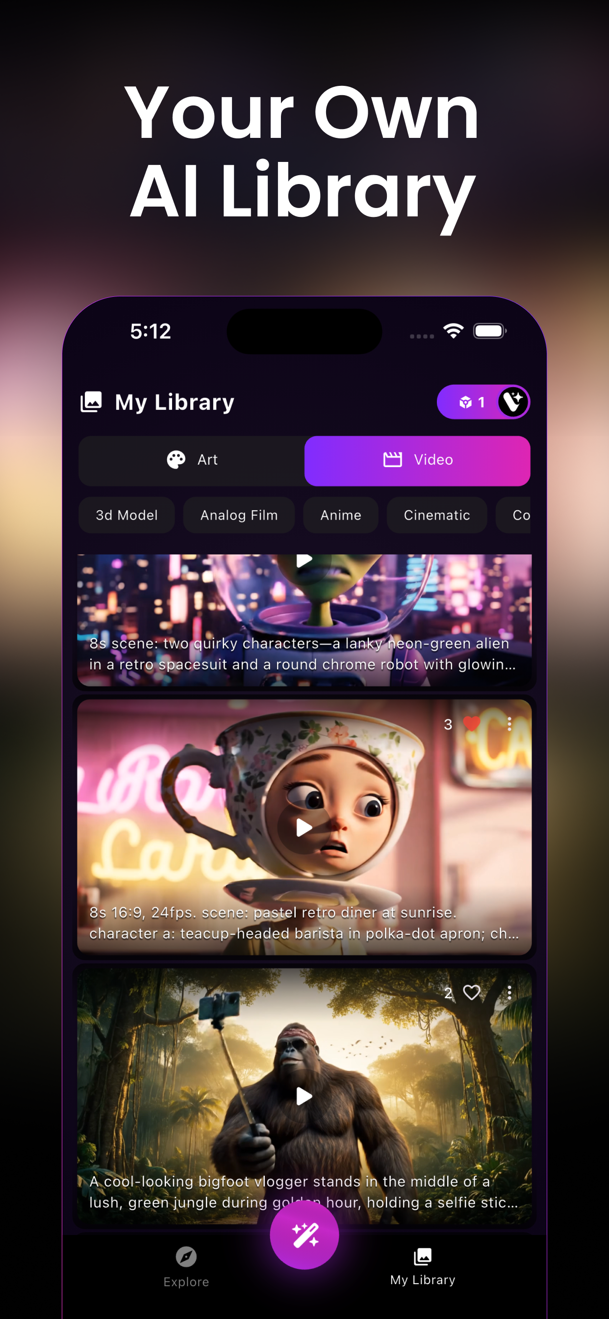 AI Video Generator app — create AI videos from text prompts